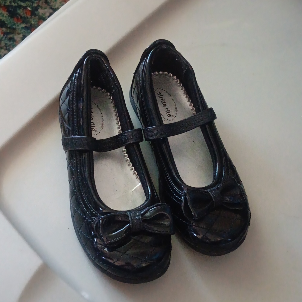 Stride Rite Black Quilted Mary Jane Dress Shoes with Bow